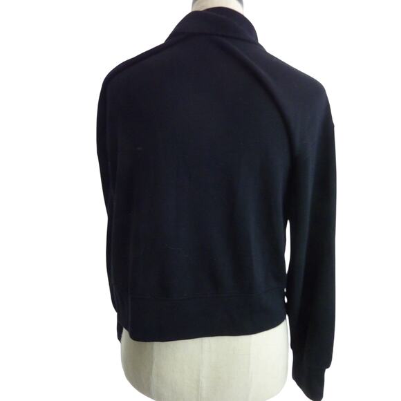 Danskin S Black Boxy Crop Polo Long Sleeve Shirt - Picture 3 of 6
